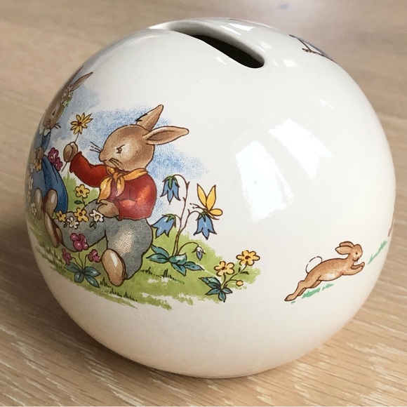 ⭐️Royal Doulton⭐️Bunnykins Coin Piggy bank Made in England Spherical Rabbit Kids - Picture 5 of 11